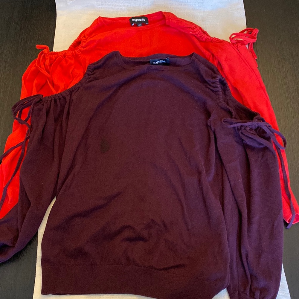 Express shirts. Color red and plum. Size small